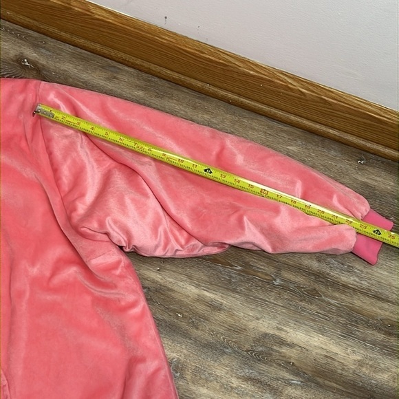 Oversized Blanket Sweatshirt Hoodie Pink Velvet and White Faux Sherpa OSFM - Picture 12 of 16